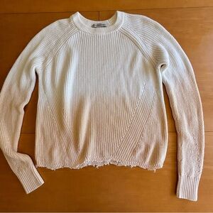 Cotton by Autumn Cashmere M cotton ivory cream orange crew neck sweater